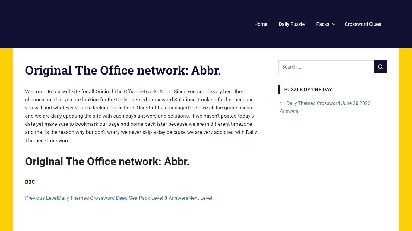 Original The Office network: Abbr. - Daily Themed Crossword Answers